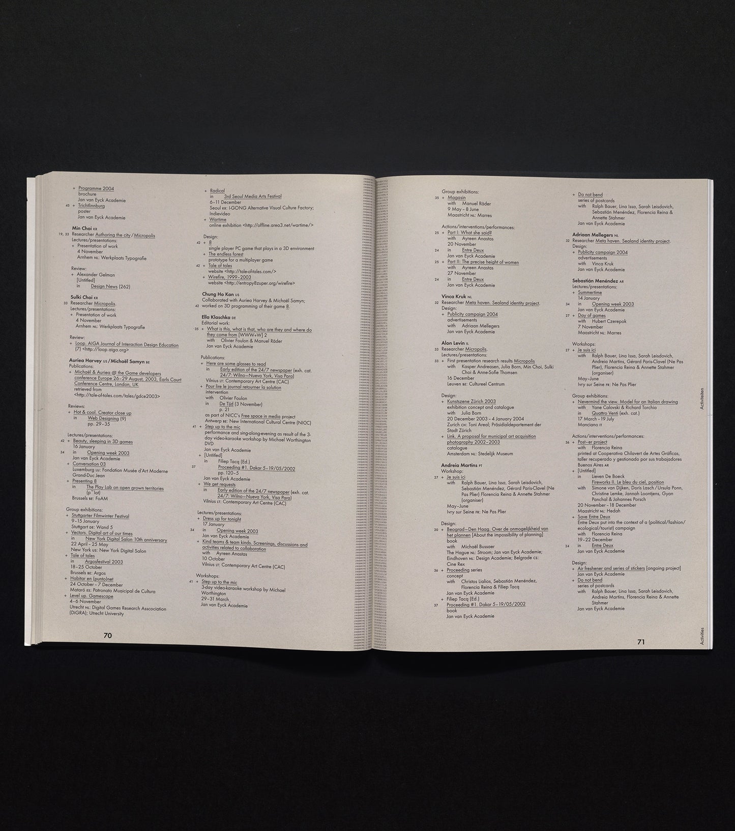 Jan van Eyck Academie Annual report 2003