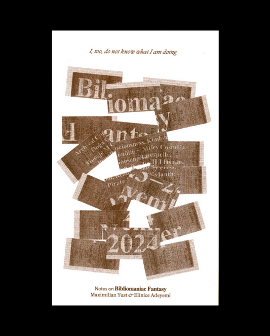 I, too, do not know what I am doing: Note on Bibliomaniac Fantasy